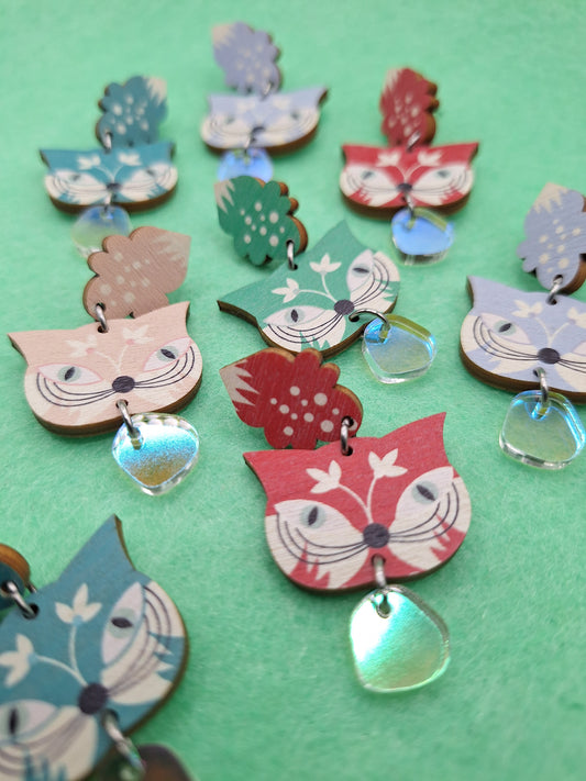 Kissa & häntä -korvakorut (tappi)